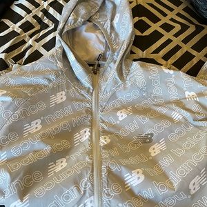 Grey New balance zip-up hoodie, Athletic material and lightweight